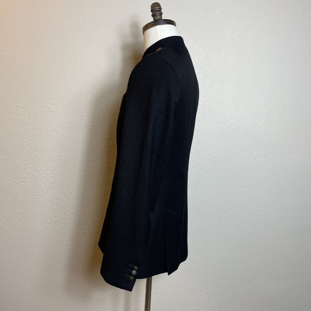 Zara Man Military Blazer Jacket Black Lined Double Vent Structured Size 36R - Picture 3 of 11